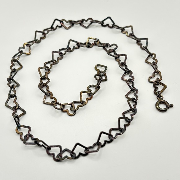 Milor Jewelry - Vintage Milor Sterling Open Heart Link Necklace 16" - READ, It's been polished